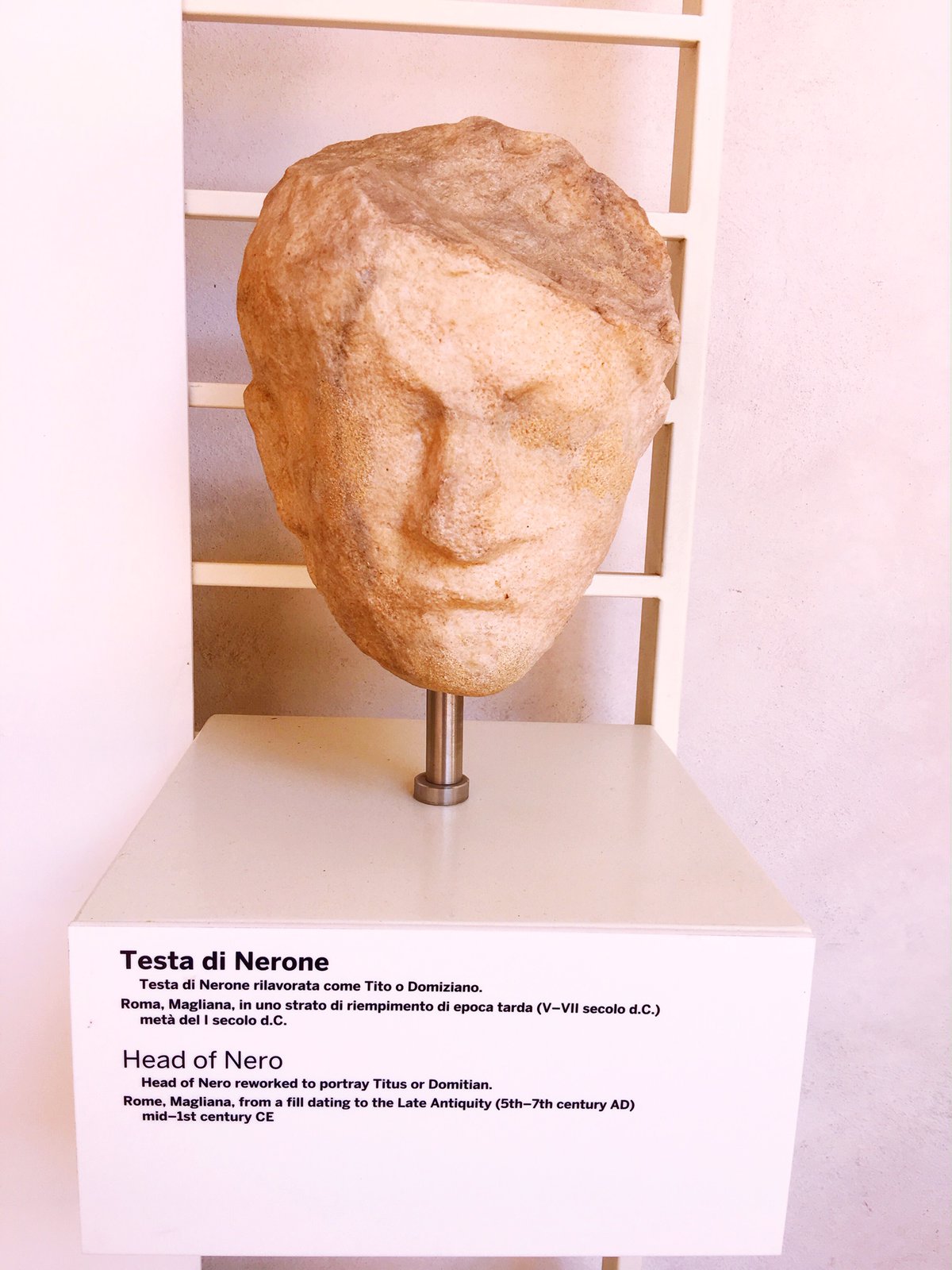 Bust of Nero from the 1st century A.D, at the Baths of Diocletian in Rome
